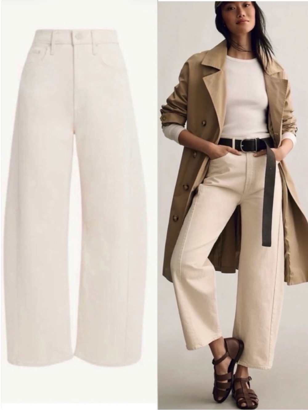 MOTHER The Half-Pipe Ankle Jeans Act Natural Cream Ivory Size 25